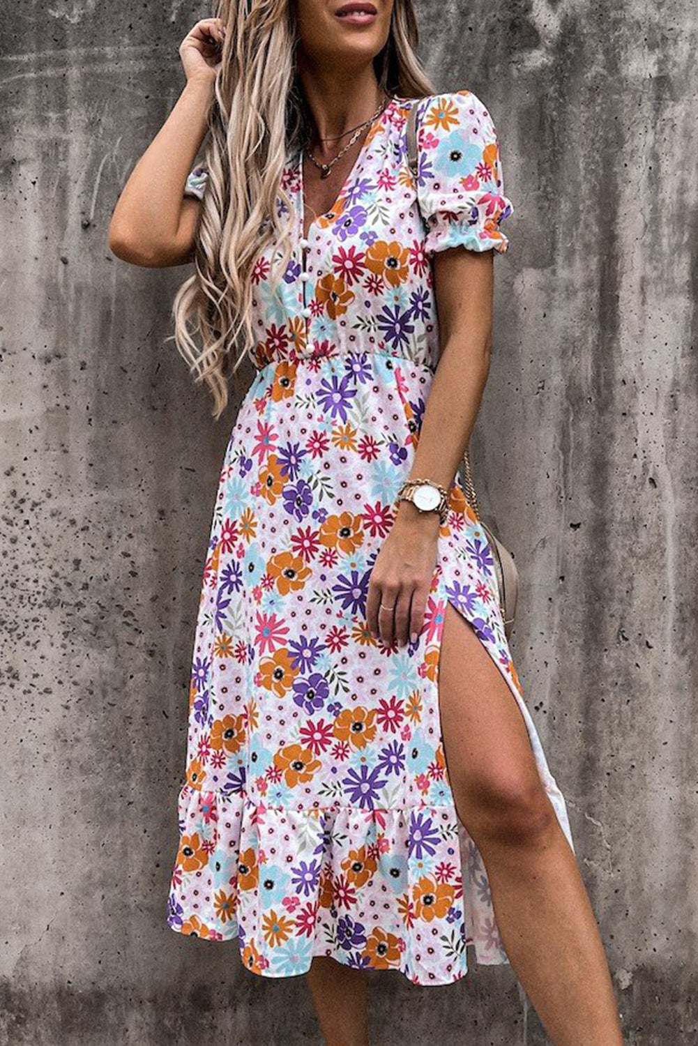 DANIQUE™ - Ruffled Maxi Dress with V-Neck