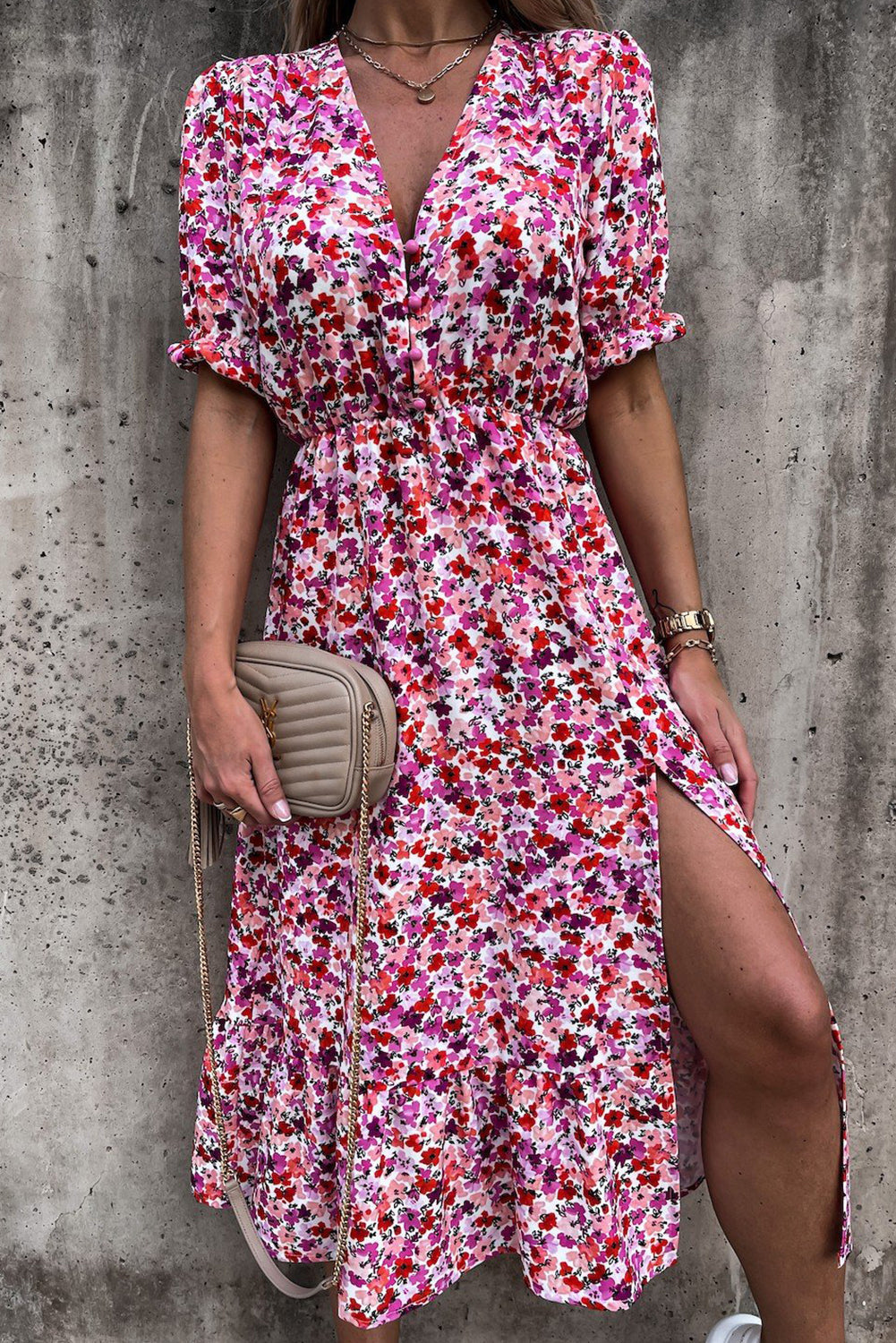 DANIQUE™ - Ruffled Maxi Dress with V-Neck