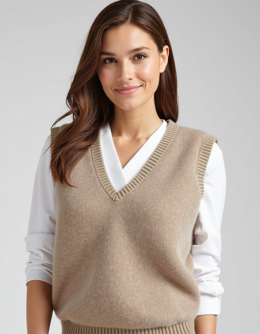 ELENA - Knitted Vest with V-Neck