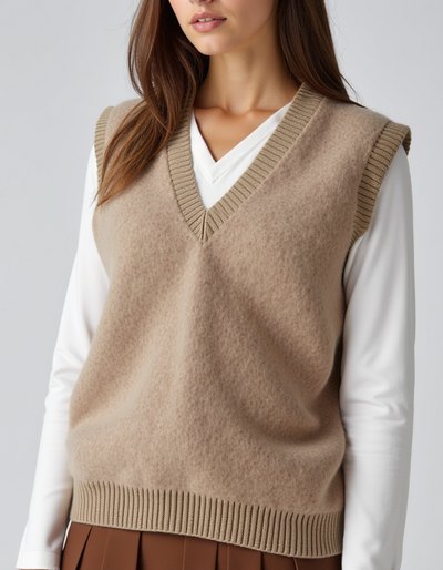 ELENA - Knitted Vest with V-Neck