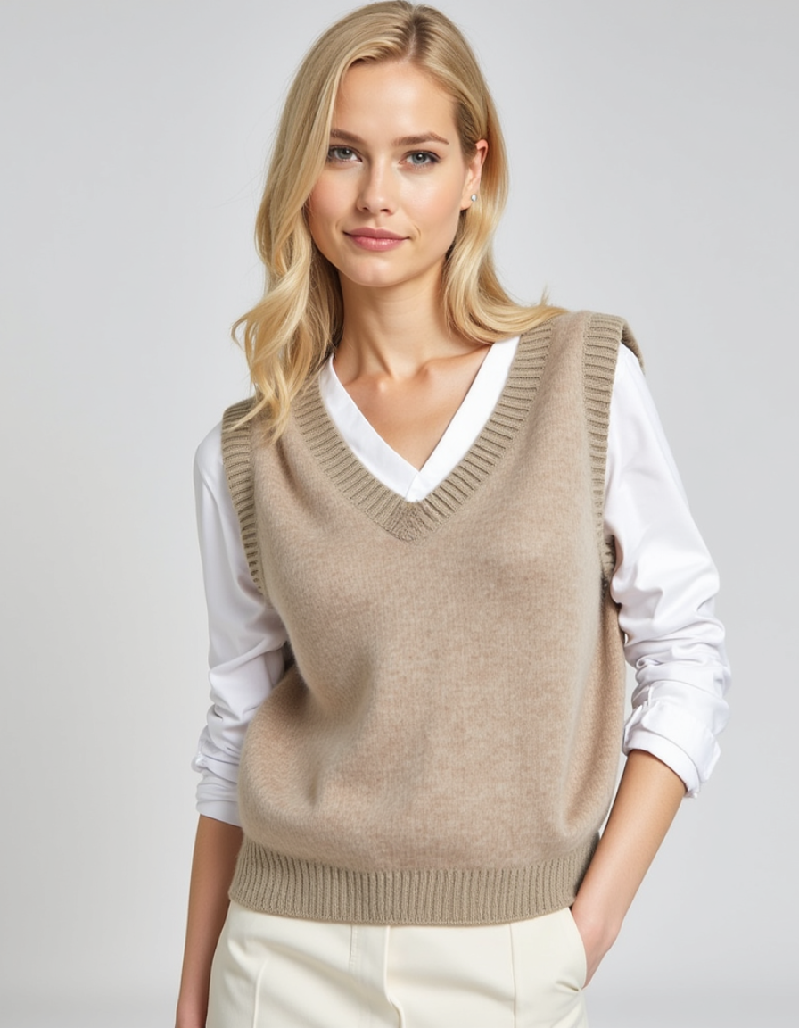 ELENA - Knitted Vest with V-Neck