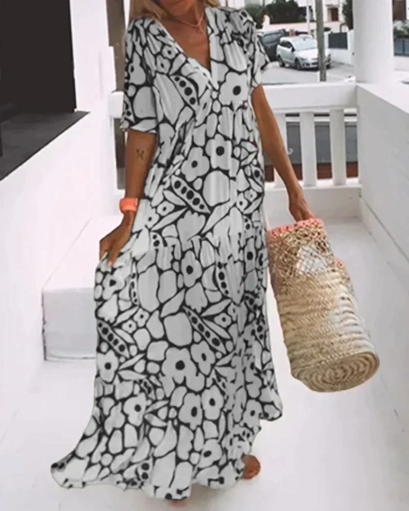 PAOLA - Breezy Dress with V-Neck