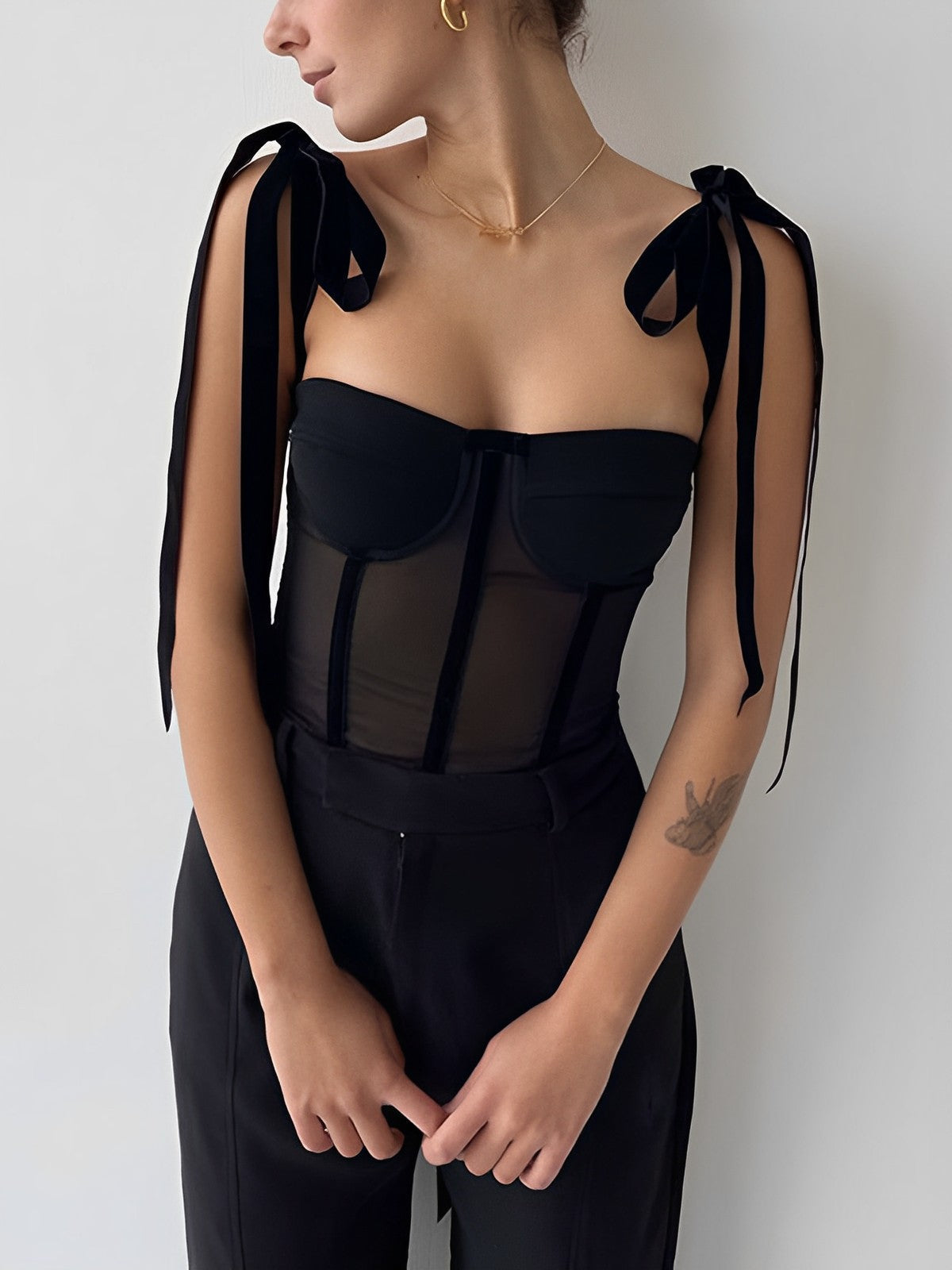 Restrictive Mesh Corset Crop Top