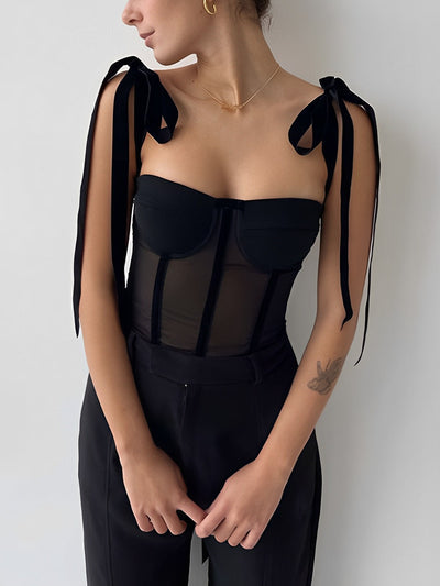 Restrictive Mesh Corset Crop Top