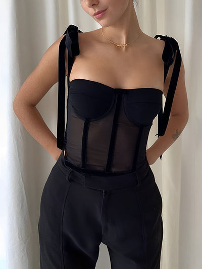 Restrictive Mesh Corset Crop Top