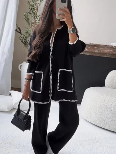 Elegant two-piece set with contrasting stitching