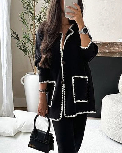 Elegant two-piece set with contrasting stitching
