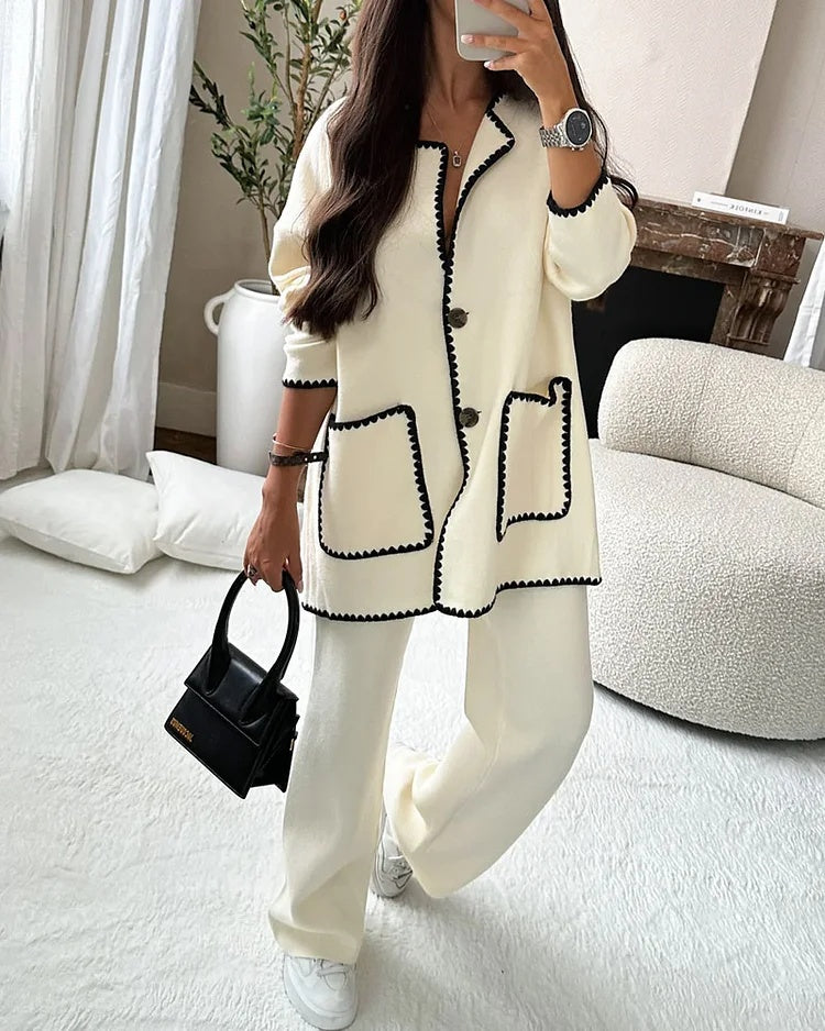 Elegant two-piece set with contrasting stitching