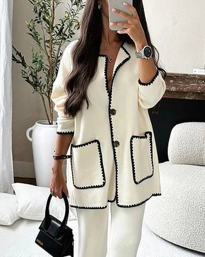 Elegant two-piece set with contrasting stitching