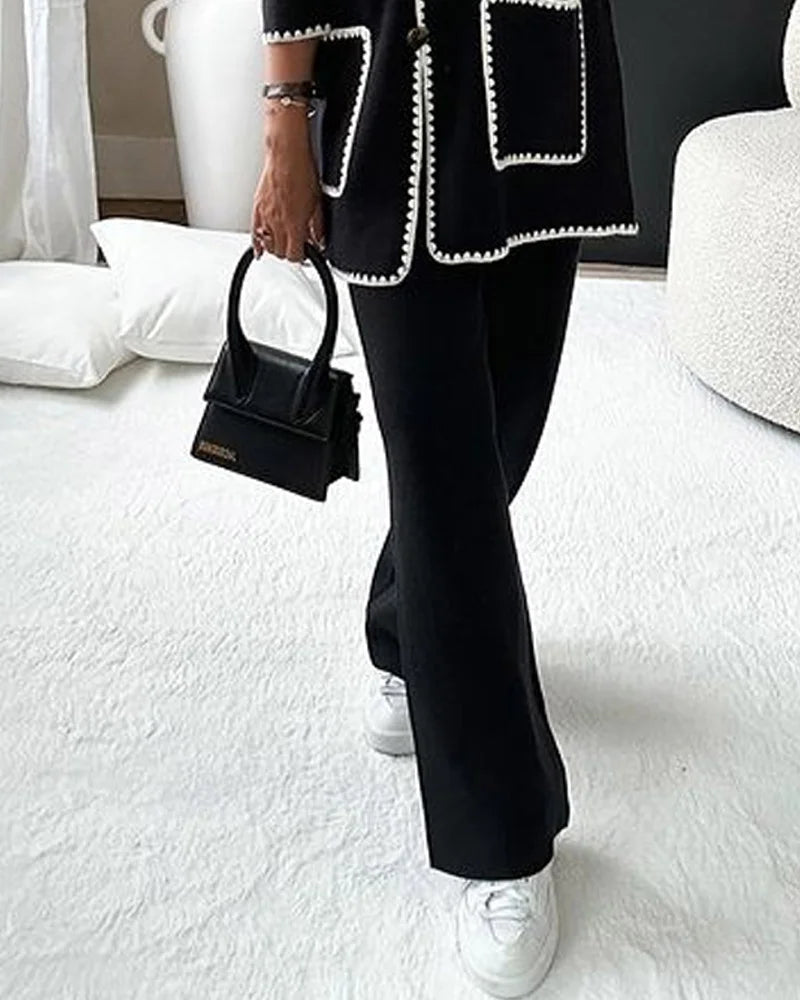 Elegant two-piece set with contrasting stitching