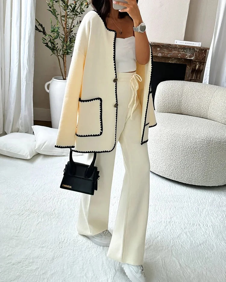 Elegant two-piece set with contrasting stitching