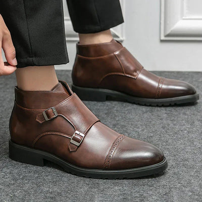 Christopher Leather Buckle Boots