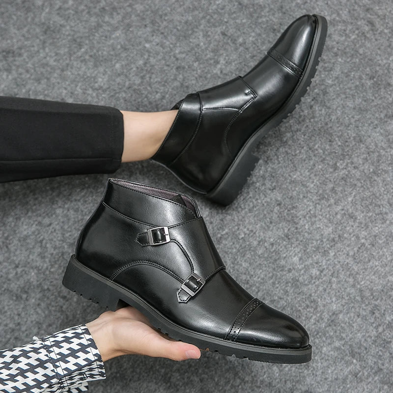 Christopher Leather Buckle Boots