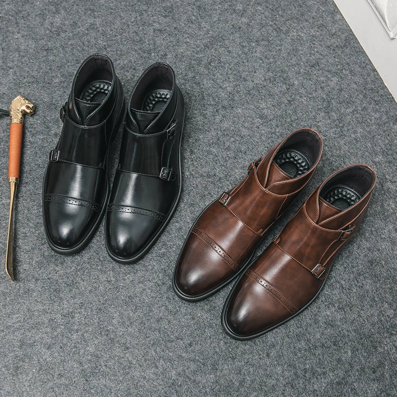 Christopher Leather Buckle Boots