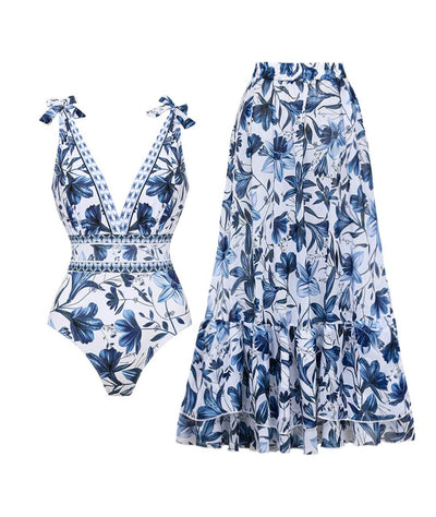 LOTTE - 2-IN-1 V-SPLIT SWIMSUIT WITH MATCHING SKIRT