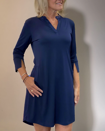 LOUISA - Two-tone dress with V-neck