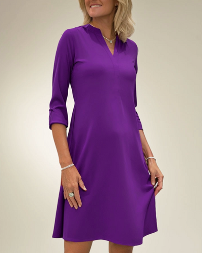 LOUISA - Two-tone dress with V-neck