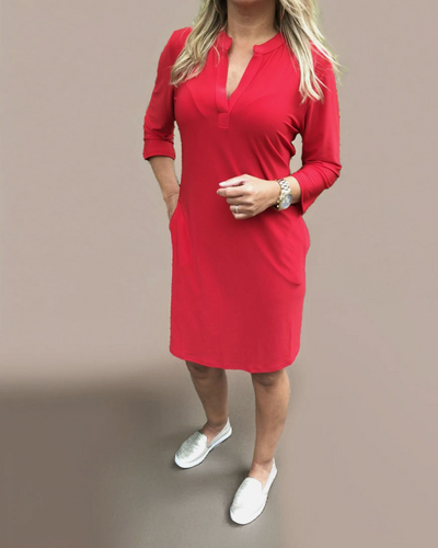 LOUISA - Two-tone dress with V-neck