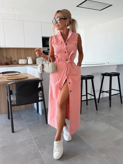 DANIËLA – Comfortable Sleeveless Denim Dress