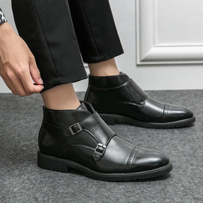 Christopher Leather Buckle Boots