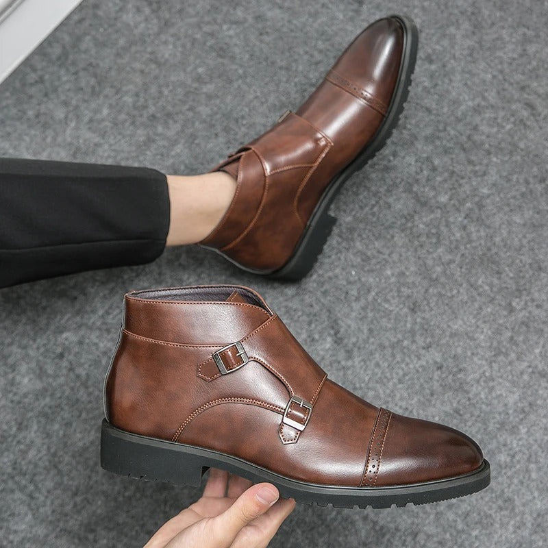 Christopher Leather Buckle Boots