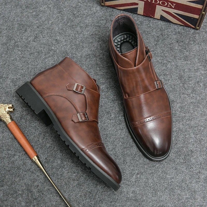Christopher Leather Buckle Boots