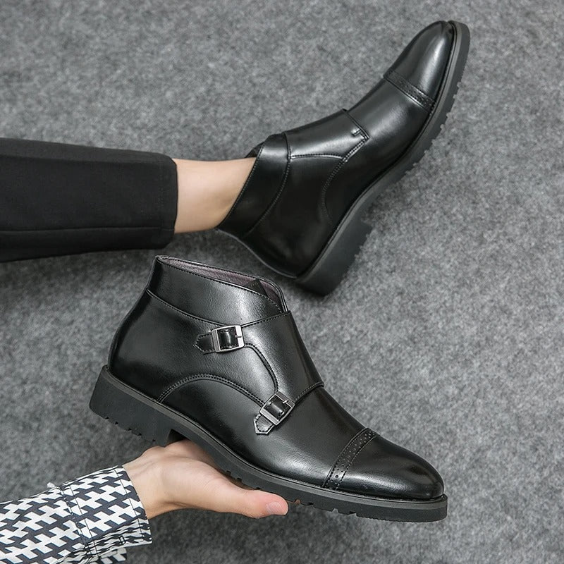 Christopher Leather Buckle Boots