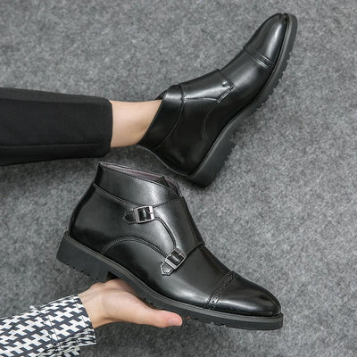 Christopher Leather Buckle Boots