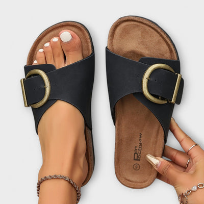 SANNE - Sandals with gold buckle