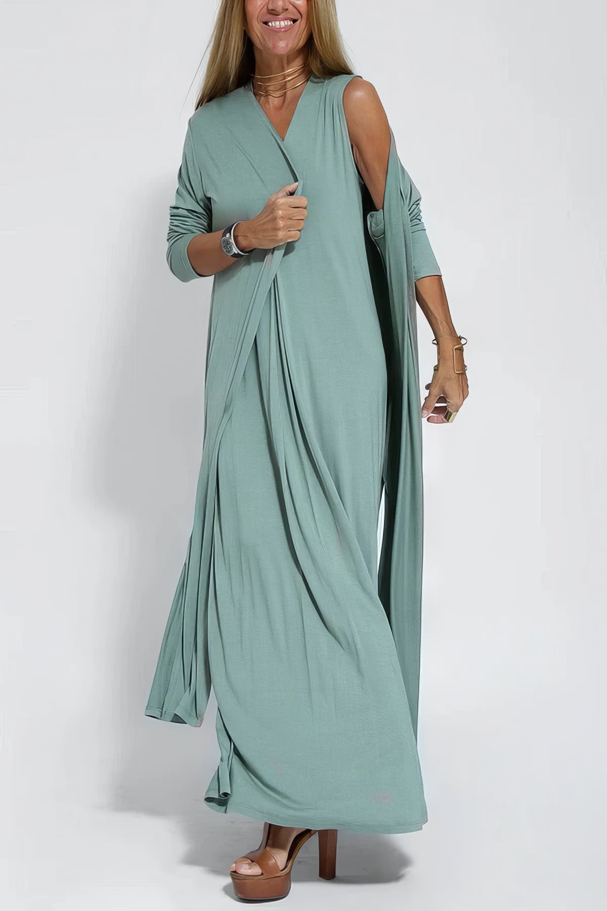 ISABELL - Elegant Maxi Dress with Knit Sweater as a Gift