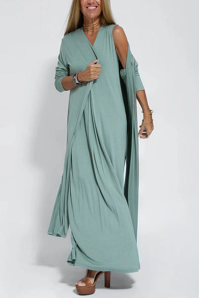 ISABELL - Elegant Maxi Dress with Knit Sweater as a Gift